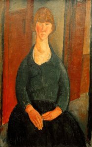 Het bloemenmeisje door Amedeo Modigliani